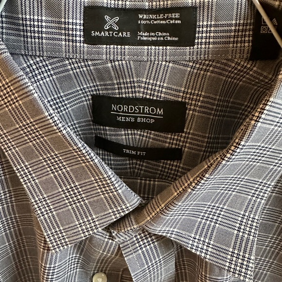 Nordstrom Men's Black and White Checkered Dress Shirt 17/34-35 - Picture 1 of 3